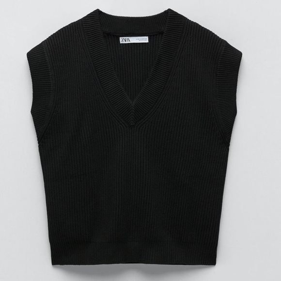 Zara | Sweaters | Zara Black Oversized Knitwear Vest 959825800